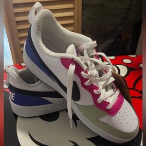 New Nike Kids Pink, Blue, and Green Sneakers